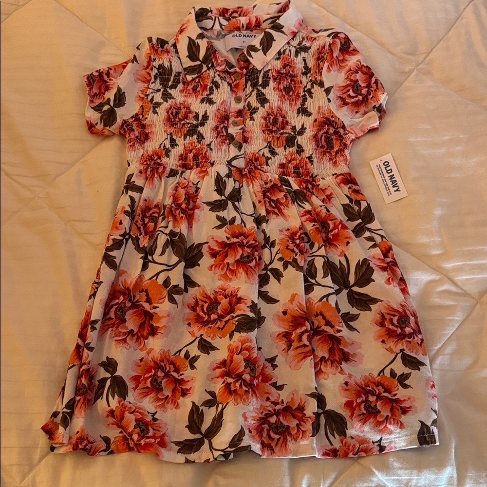 Old Navy Kids Dress with Orange Floral Pattern